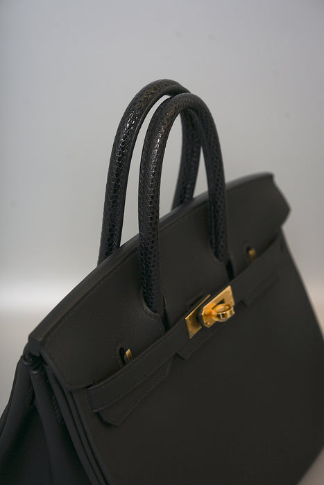 Hermes Birkin 25 Touch in Black Volupto / Lizard Ghw (Brand New)
