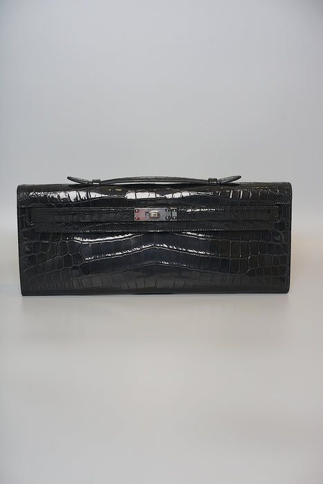 Hermes Kelly Cut in Black Shiny Alligator Phw