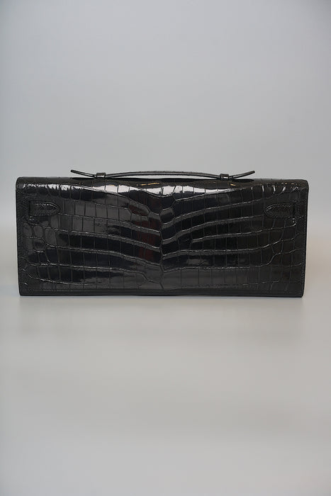 Hermes Kelly Cut in Black Shiny Alligator Phw