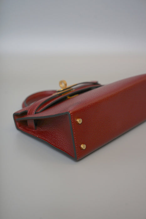 Hermes Kelly 20 in Rouge H Cherve Mysore Ghw (Brand New)