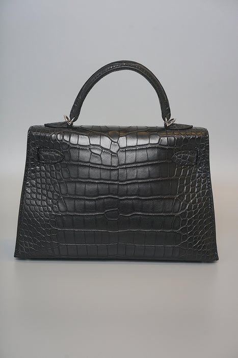 Hermes Kelly 20 in Black Matte Alligator Phw (Brand New)