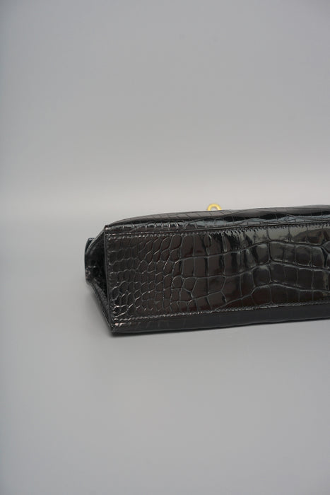 Hermes Kelly Pochette in Black Shiny Alligator Ghw( Brand New)