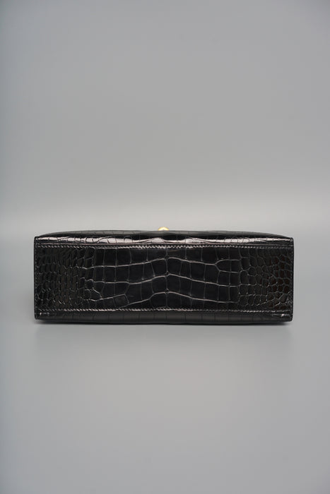 Hermes Kelly Pochette in Black Shiny Alligator Ghw( Brand New)