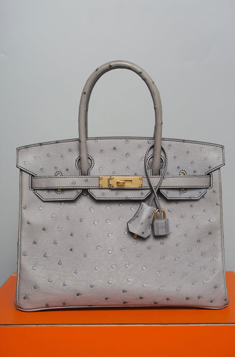Hermes Birkin 30 in Gris Agate Ostrich Ghw