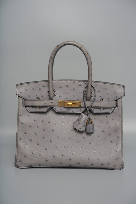 Hermes Birkin 30 in Gris Agate Ostrich Ghw