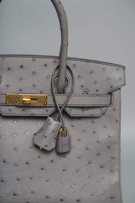 Hermes Birkin 30 in Gris Agate Ostrich Ghw