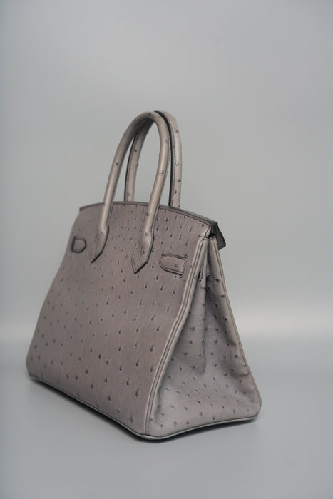 Hermes Birkin 30 in Gris Agate Ostrich Ghw