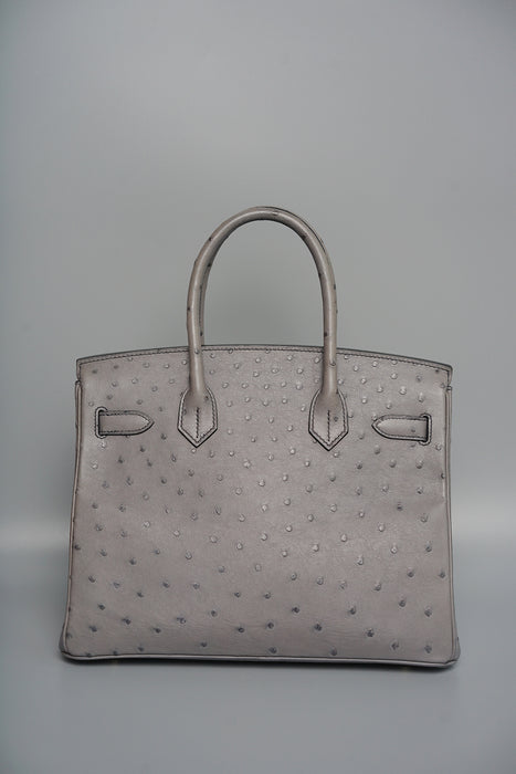Hermes Birkin 30 in Gris Agate Ostrich Ghw