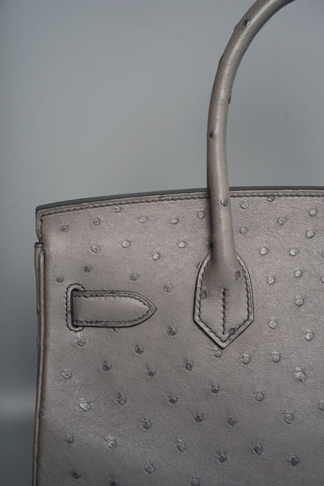 Hermes Birkin 30 in Gris Agate Ostrich Ghw