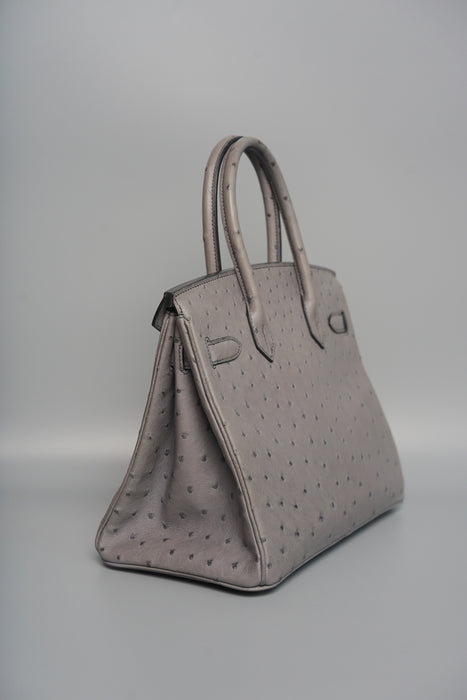 Hermes Birkin 30 in Gris Agate Ostrich Ghw