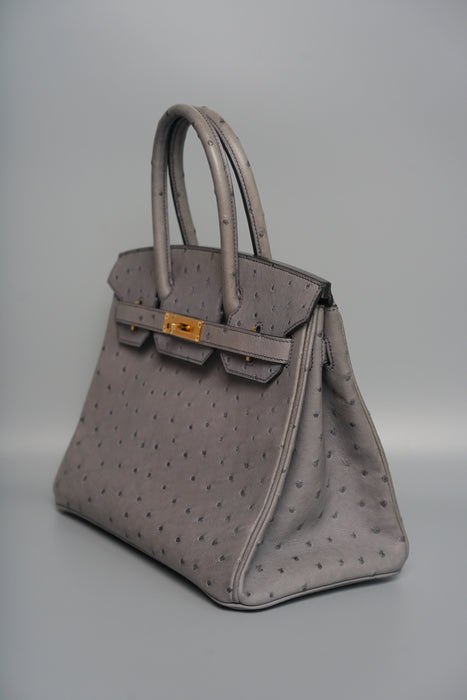 Hermes Birkin 30 in Gris Agate Ostrich Ghw