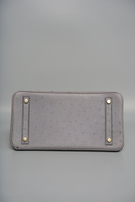 Hermes Birkin 30 in Gris Agate Ostrich Ghw