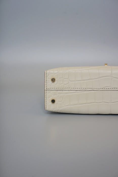 Hermes Kelly 20 in Beton Matte Alligator Permabrass (Brand New)