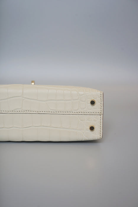 Hermes Kelly 20 in Beton Matte Alligator Permabrass (Brand New)