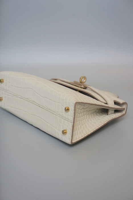 Hermes Kelly 20 in Beton Matte Alligator Permabrass (Brand New)