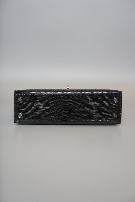 Hermes Kelly 20 in Black Shiny Lizard Phw (Brand New)