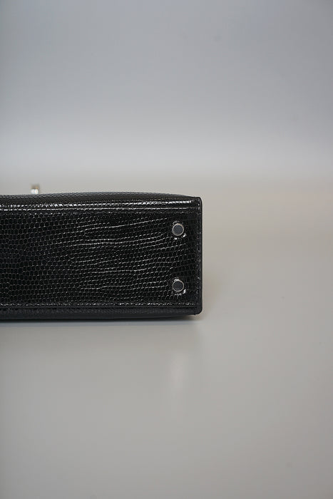 Hermes Kelly 20 in Black Shiny Lizard Phw (Brand New)