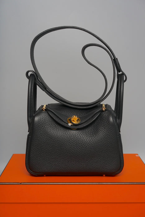 Hermes Mini Lindy II in Noir Ghw (Brand New)