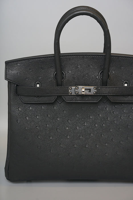 Hermes Birkin 25 in Black Ostrich Phw (Brand New)