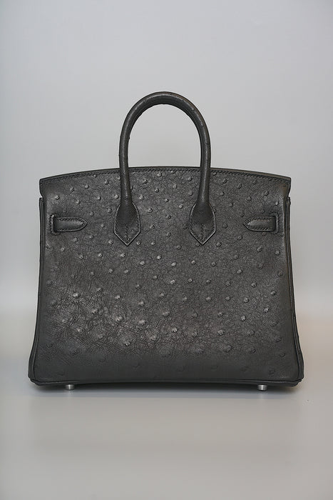 Hermes Birkin 25 in Black Ostrich Phw (Brand New)