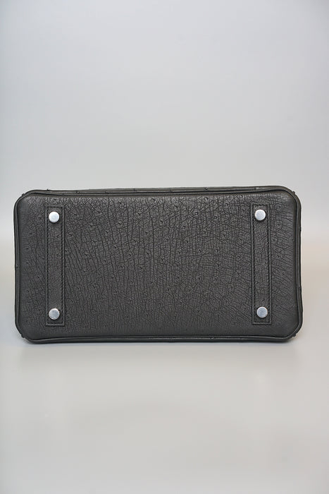 Hermes Birkin 25 in Black Ostrich Phw (Brand New)