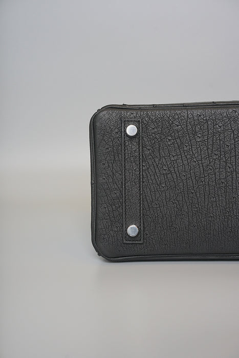 Hermes Birkin 25 in Black Ostrich Phw (Brand New)