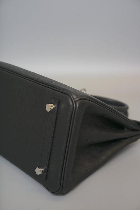 Hermes Birkin 25 in Black Ostrich Phw (Brand New)
