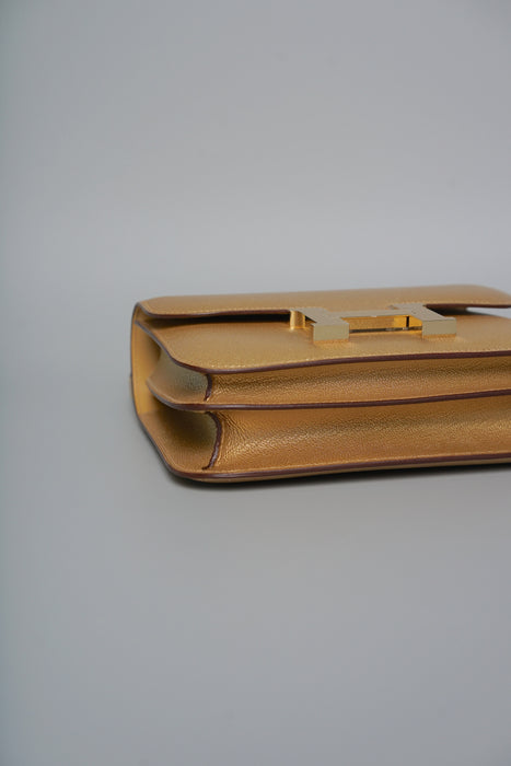 Hermes Constance 18 in Dore Chevre Permabrass (Brand New)