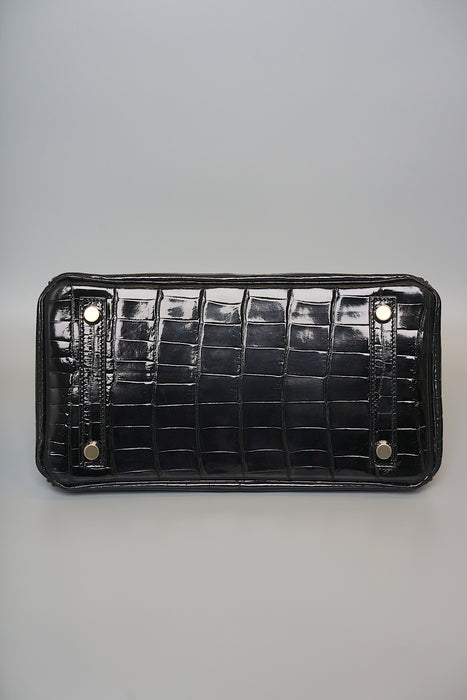 Hermes Birkin 25 in Black Shiny Niloticus Ghw (Brand New)