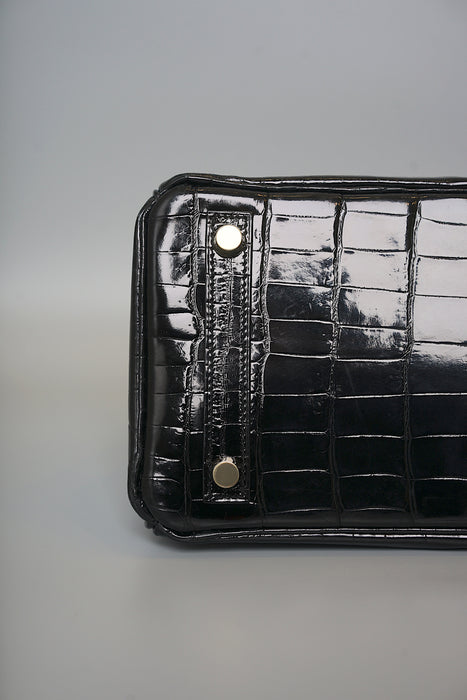 Hermes Birkin 25 in Black Shiny Niloticus Ghw (Brand New)