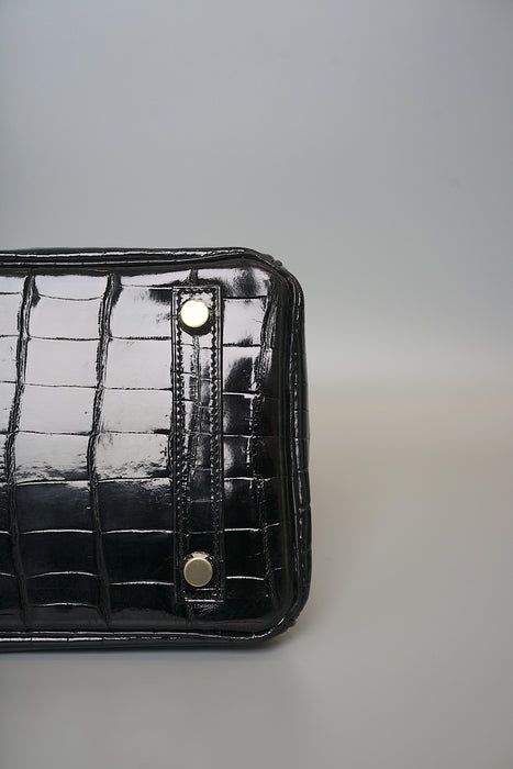 Hermes Birkin 25 in Black Shiny Niloticus Ghw (Brand New)