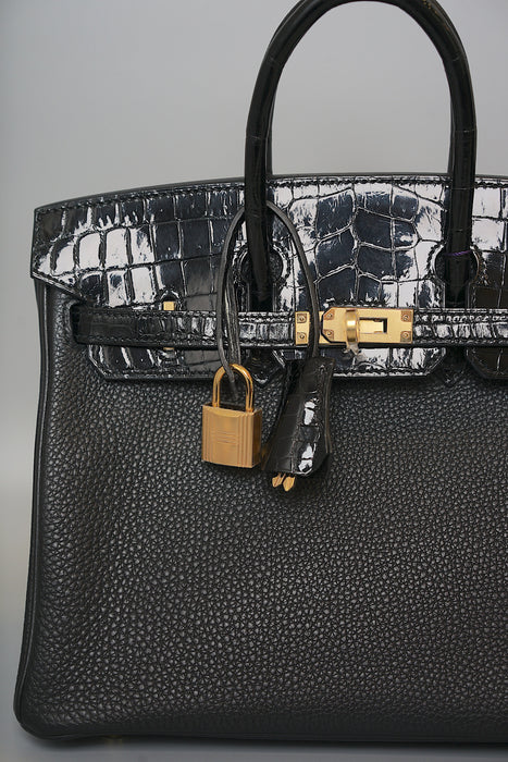 Hermes Birkin 25 Touch in Black Shiny Niloticus x Togo Ghw (Brand New)