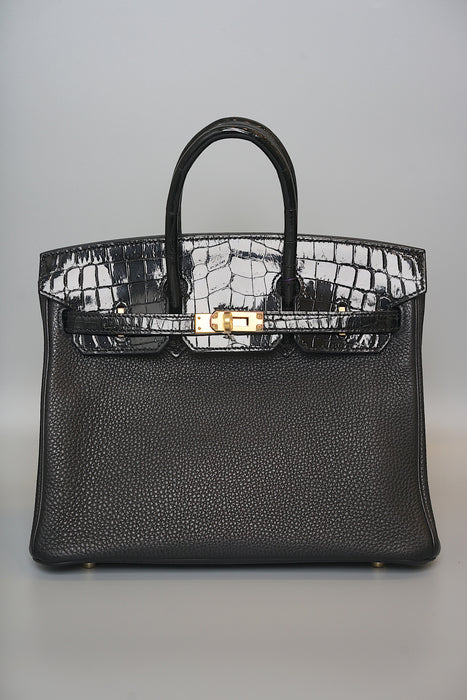 Hermes Birkin 25 Touch in Black Shiny Niloticus x Togo Ghw (Brand New)