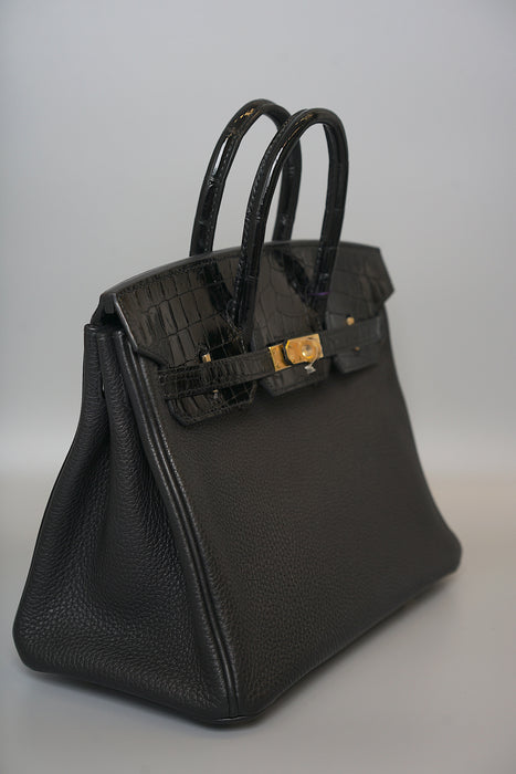 Hermes Birkin 25 Touch in Black Shiny Niloticus x Togo Ghw (Brand New)