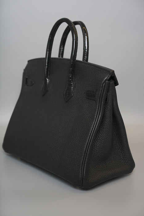 Hermes Birkin 25 Touch in Black Shiny Niloticus x Togo Ghw (Brand New)