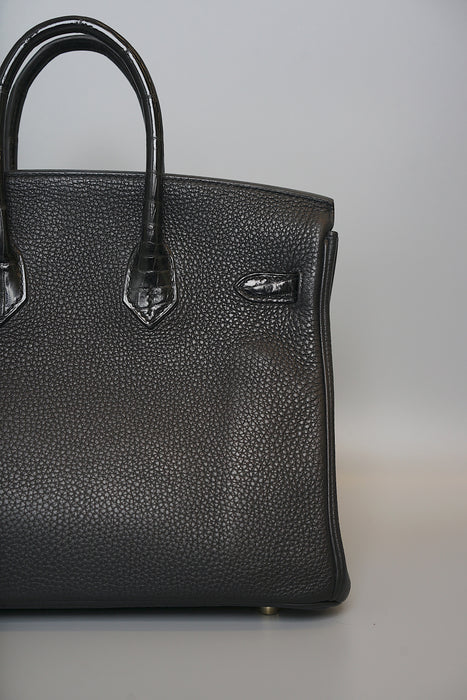 Hermes Birkin 25 Touch in Black Shiny Niloticus x Togo Ghw (Brand New)