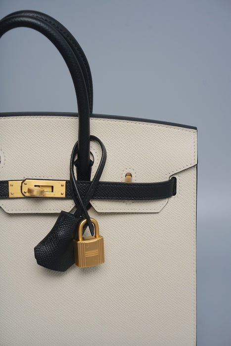 Hermes Birkin 25 HSS in Panda/Craie/Black Epsom Bghw