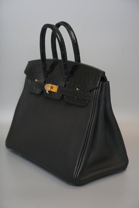Hermes Birkin 25 Touch in Black Shiny Niloticus x Togo Ghw (Brand New)