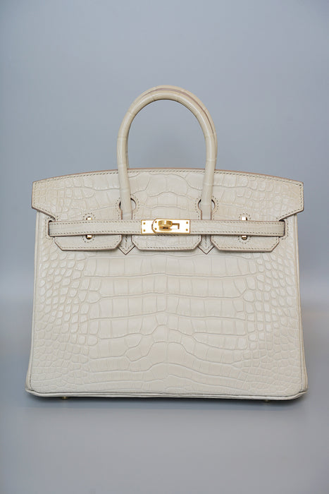 Hermes Birkin 25 in Beton Matte Alligator Ghw (Brand New)