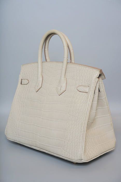 Hermes Birkin 25 in Beton Matte Alligator Ghw (Brand New)