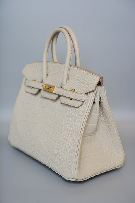 Hermes Birkin 25 in Beton Matte Alligator Ghw (Brand New)