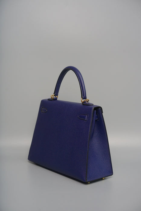 Hermes Kelly 25 in Blue Encre Epsom Ghw