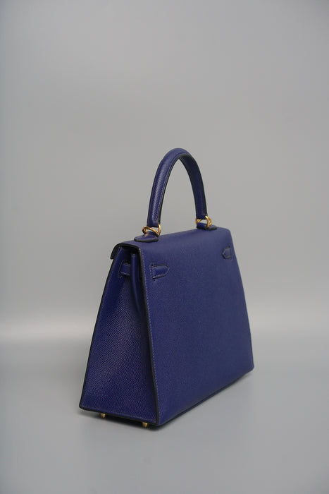 Hermes Kelly 25 in Blue Encre Epsom Ghw