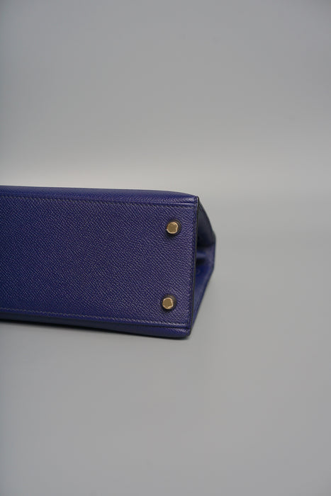 Hermes Kelly 25 in Blue Encre Epsom Ghw