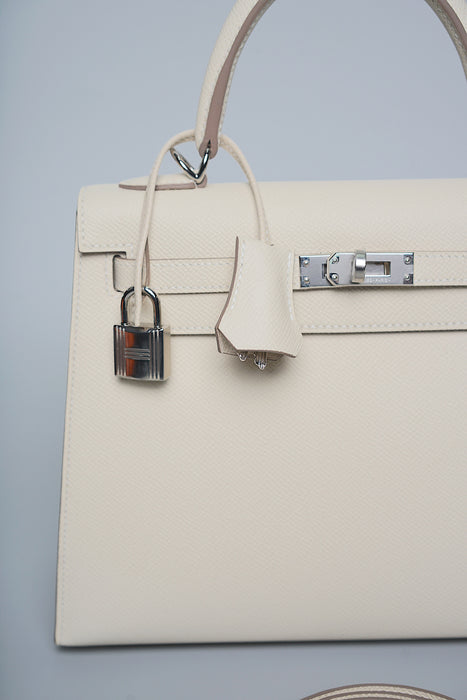 Hermes Kelly 25 in Craie Epsom Phw