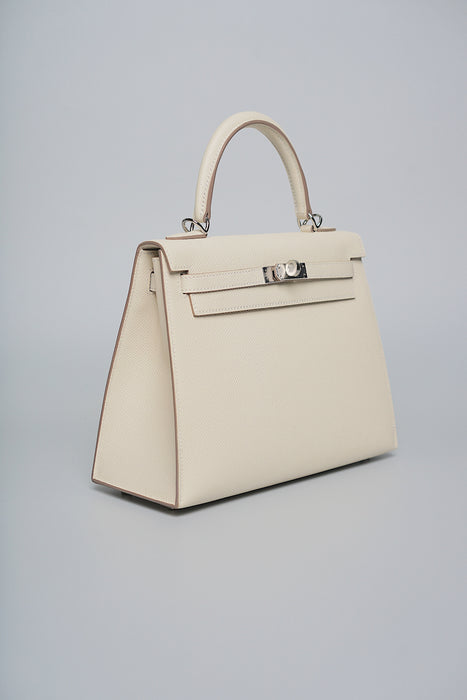 Hermes Kelly 25 in Craie Epsom Phw