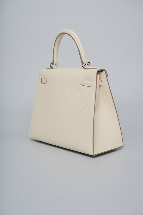 Hermes Kelly 25 in Craie Epsom Phw