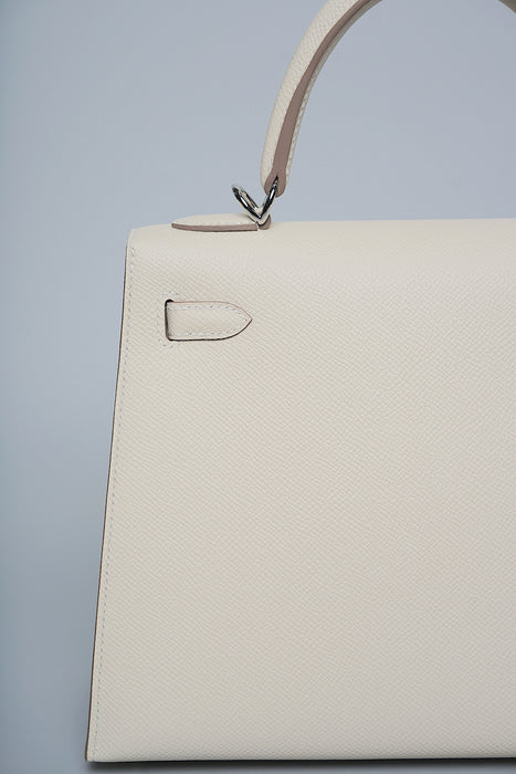 Hermes Kelly 25 in Craie Epsom Phw