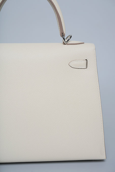Hermes Kelly 25 in Craie Epsom Phw
