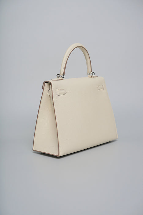 Hermes Kelly 25 in Craie Epsom Phw